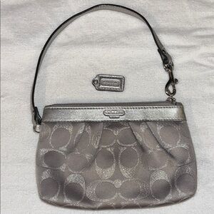 Coach Metallic Silver and Gray Wristlet